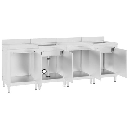 vidaXL Commercial Kitchen Sink Cabinet 240x60x96 cm Stainless Steel 4