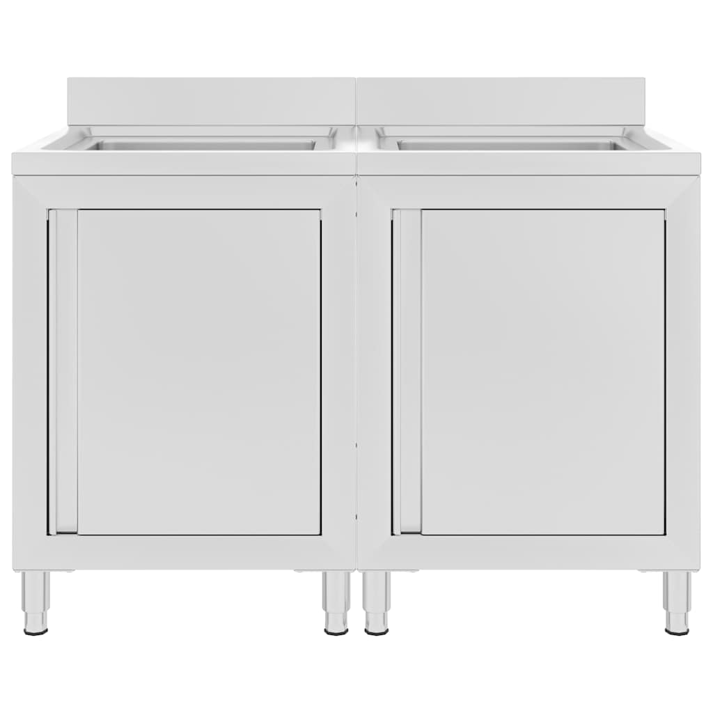 vidaXL Commercial Kitchen Sink Cabinets 2 pcs Stainless Steel 2