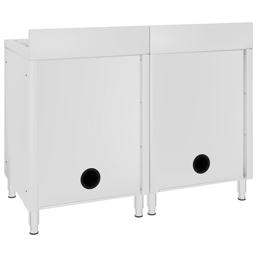 vidaXL Commercial Kitchen Sink Cabinets 2 pcs Stainless Steel 4