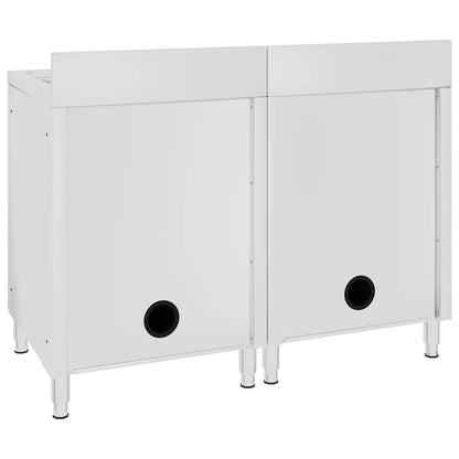 vidaXL Commercial Kitchen Sink Cabinets 2 pcs Stainless Steel 4