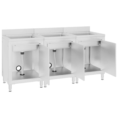 vidaXL Commercial Kitchen Sink Cabinets 3 pcs Stainless Steel 3