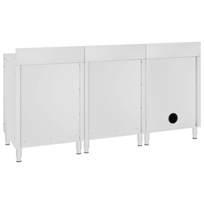 vidaXL Commercial Kitchen Sink Cabinet 180x60x96 cm Stainless Steel 5