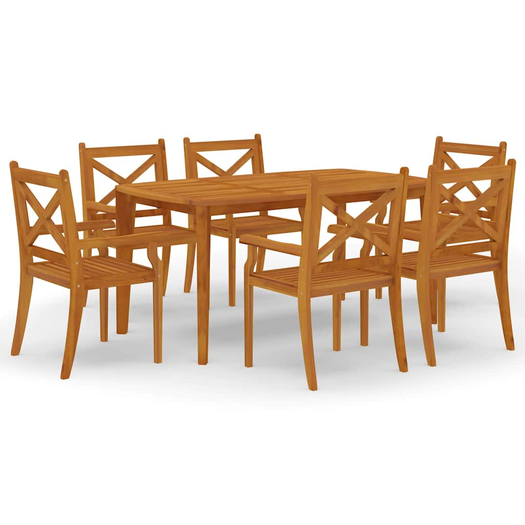 5 Piece Garden Dining Set Solid Wood Acacia 160 cm table length 6