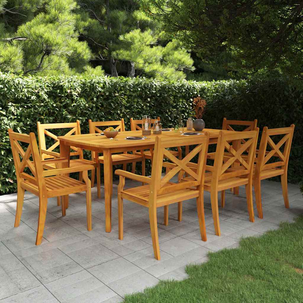 vidaXL 9 Piece Garden Dining Set Solid Wood Acacia 1