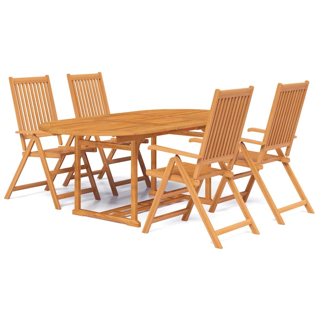 vidaXL 5 Piece Garden Dining Set Solid Acacia Wood 150-200 cm 2