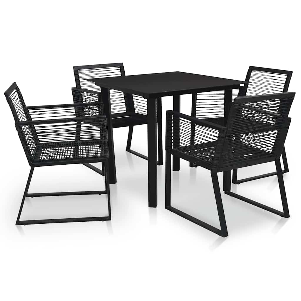 vidaXL 5 Piece Outdoor Dining Set PVC Rattan Black 1