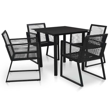 vidaXL 5 Piece Outdoor Dining Set PVC Rattan Black 1