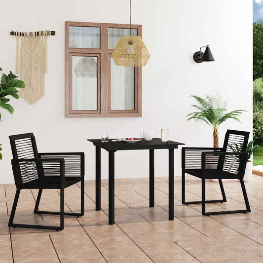5 Piece Outdoor Dining Set PVC Rattan Black 2