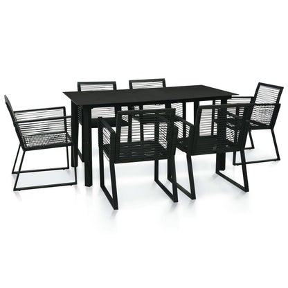vidaXL 7 Piece Outdoor Dining Set PVC Rattan Black 1