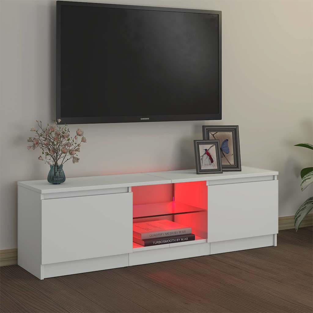 TV Cabinet with LED Lights White 120 cm 30 cm