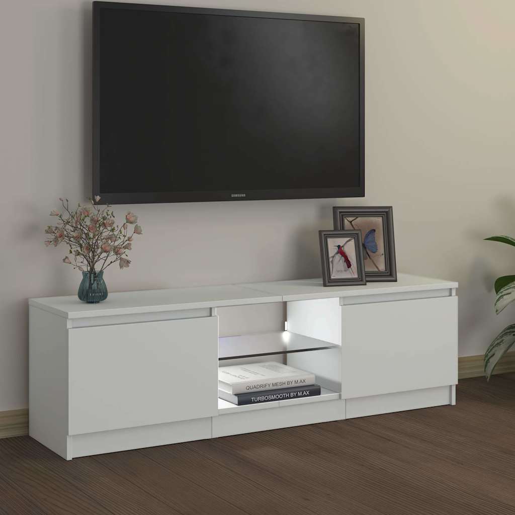 TV Cabinet with LED Lights White 120 cm 30 cm