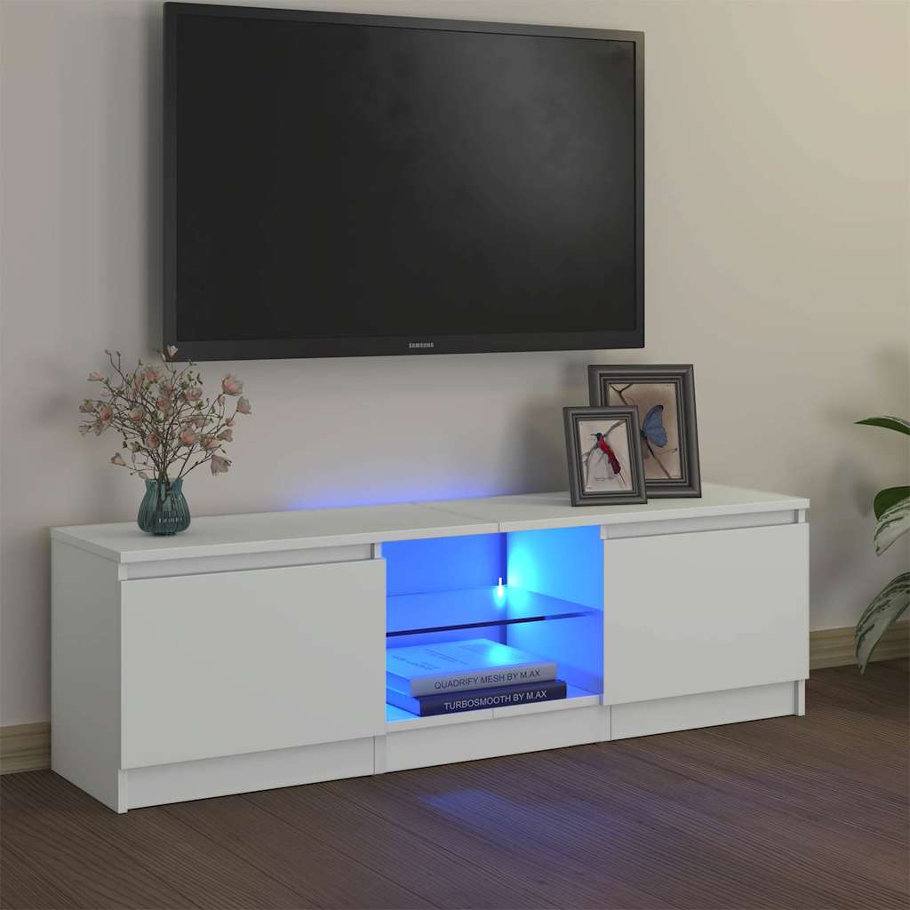 TV Cabinet with LED Lights White 120 cm 30 cm