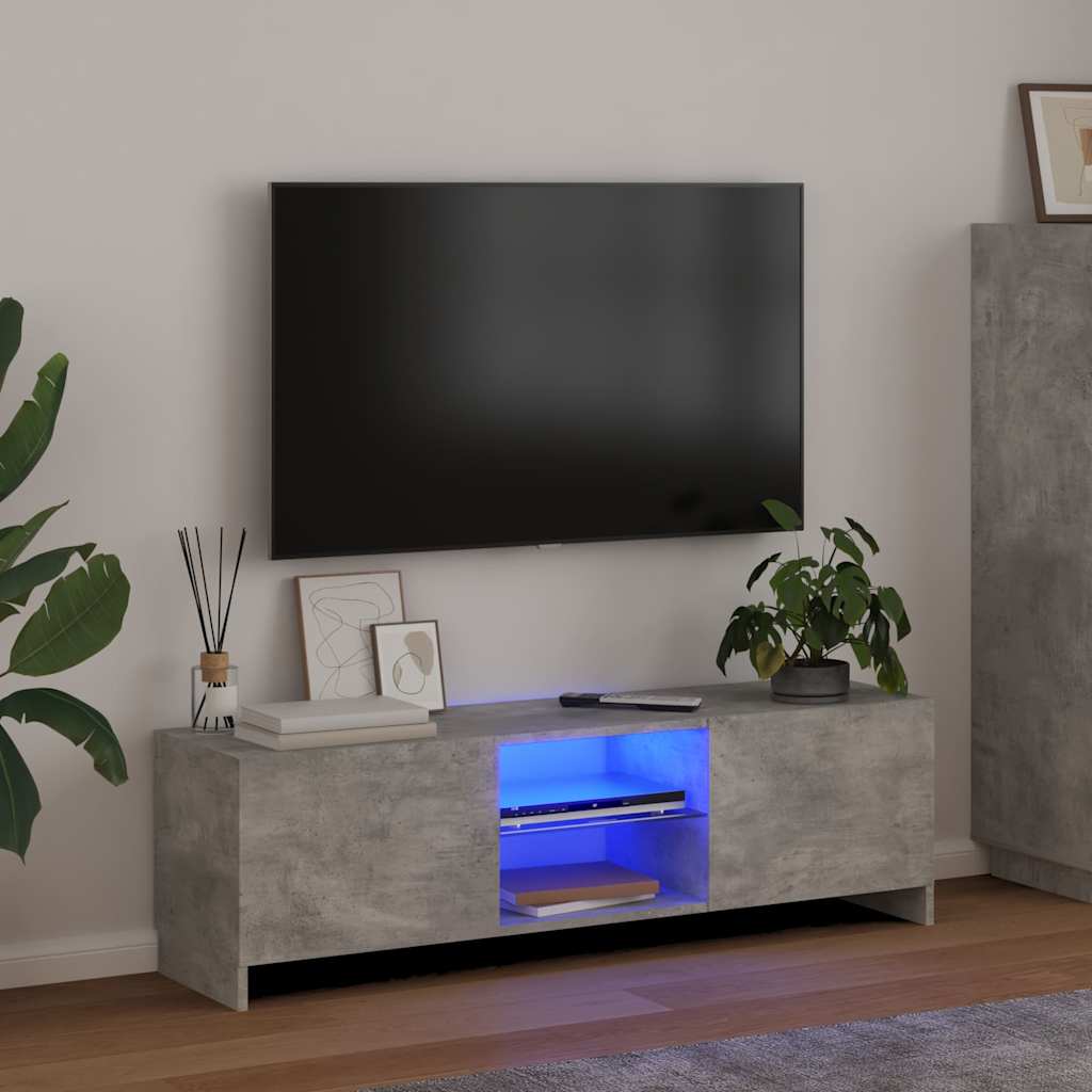 TV Cabinet with LED Lights Concrete grey 120 cm 30 cm