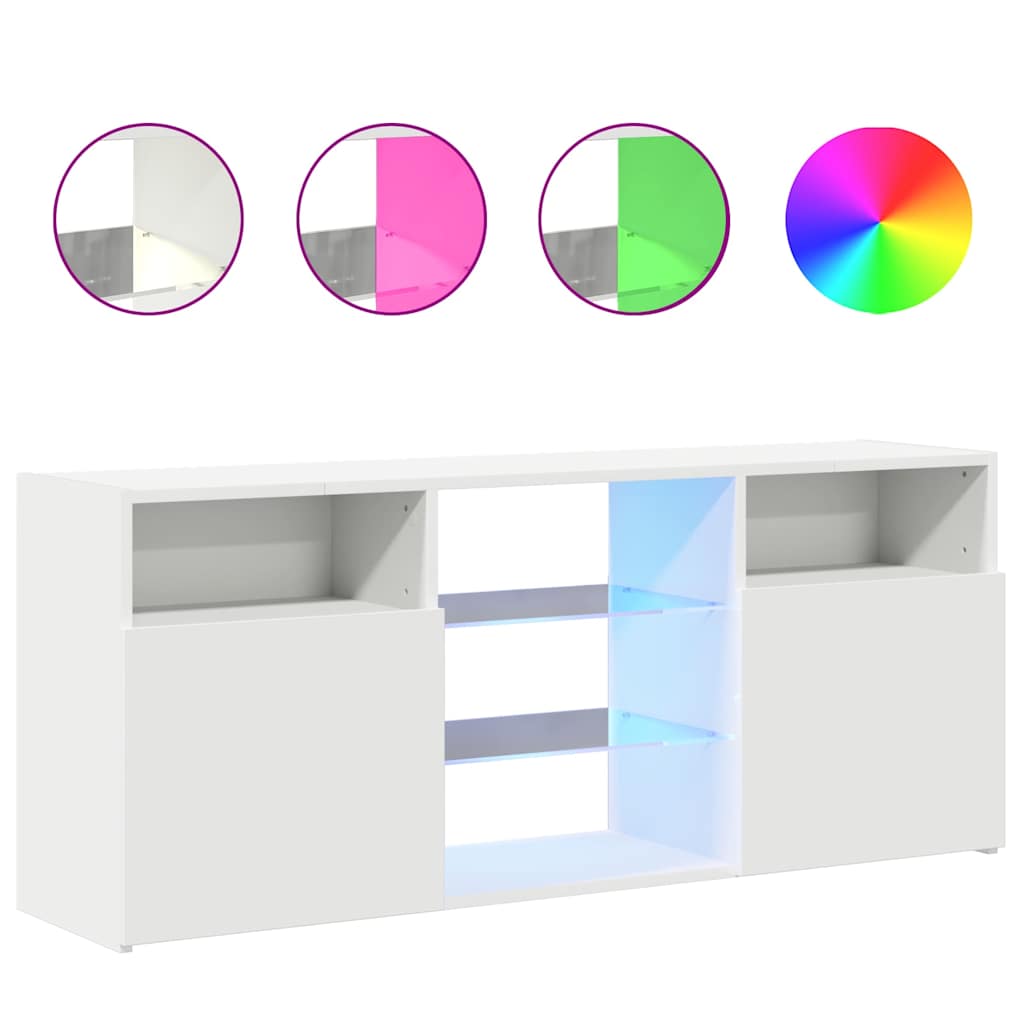 TV Cabinet with LED Lights 120x30x50 cm White