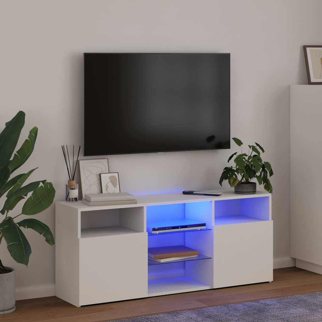 TV Cabinet with LED Lights 120x30x50 cm White