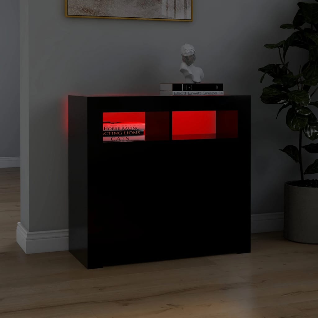 vidaXL Sideboard with LED Lights Black 80x35x75 cm