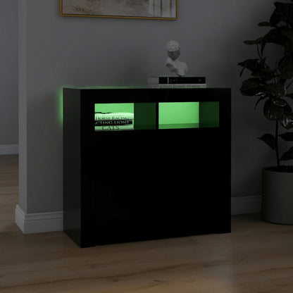 vidaXL Sideboard with LED Lights Black 80x35x75 cm