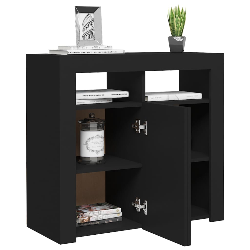 vidaXL Sideboard with LED Lights Black 80x35x75 cm