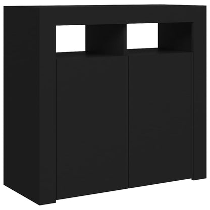 vidaXL Sideboard with LED Lights Black 80x35x75 cm