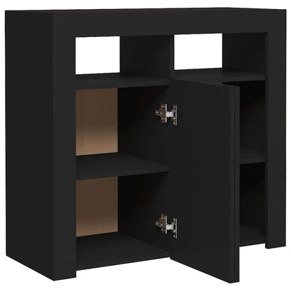 vidaXL Sideboard with LED Lights Black 80x35x75 cm