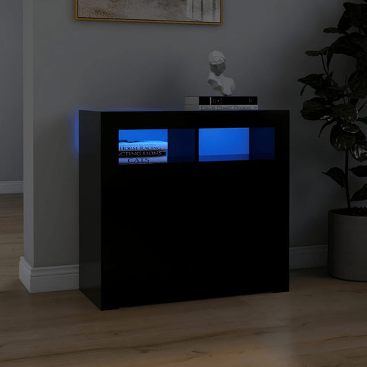 vidaXL Sideboard with LED Lights Black 80x35x75 cm