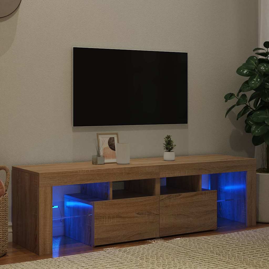 TV Cabinet with LED Lights 140x36,5x40 cm Sonoma oak
