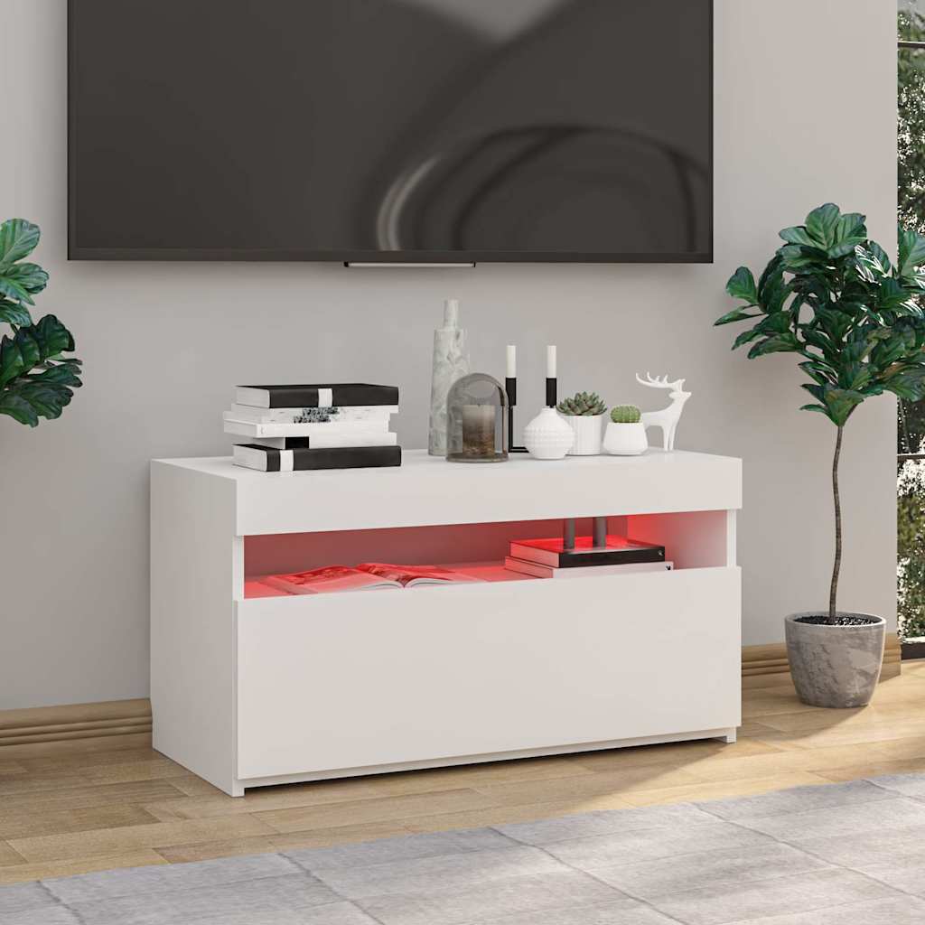 TV Cabinet with LED Lights 75x35x40 cm White