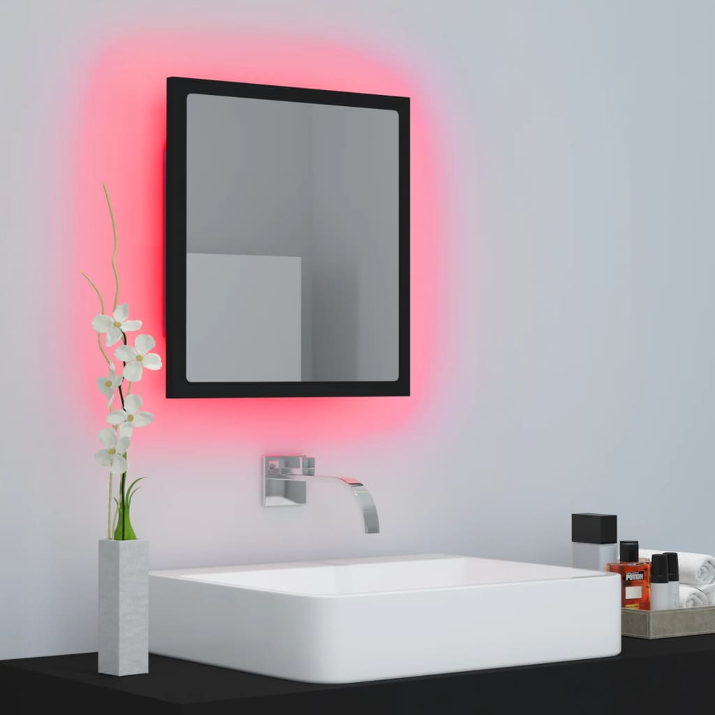 vidaXL LED Bathroom Mirror Black 40x8.5x37 cm Acrylic