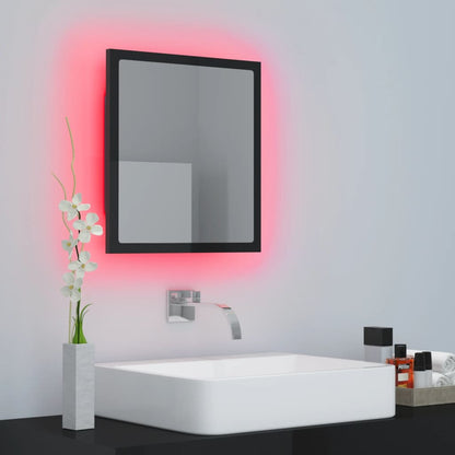 vidaXL LED Bathroom Mirror High Gloss Black 40x8.5x37 cm Acrylic