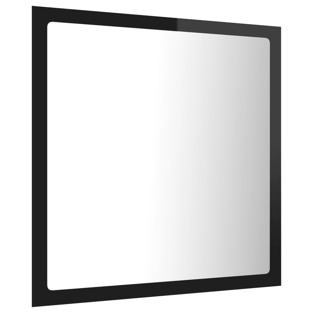 vidaXL LED Bathroom Mirror High Gloss Black 40x8.5x37 cm Acrylic