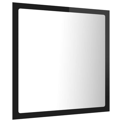 vidaXL LED Bathroom Mirror High Gloss Black 40x8.5x37 cm Acrylic