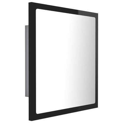 vidaXL LED Bathroom Mirror High Gloss Black 40x8.5x37 cm Acrylic