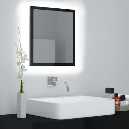 vidaXL LED Bathroom Mirror High Gloss Black 40x8.5x37 cm Acrylic