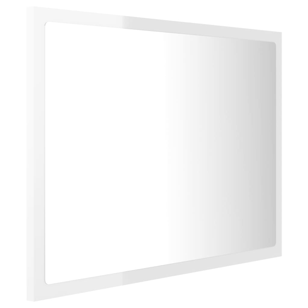 vidaXL LED Bathroom Mirror High Gloss White 60x8.5x37 cm Acrylic