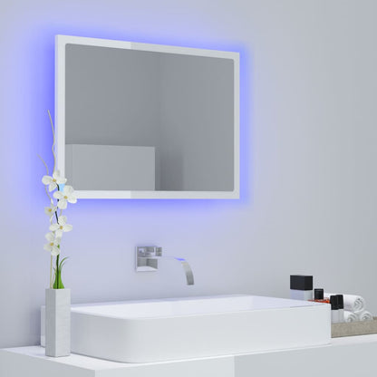 vidaXL LED Bathroom Mirror High Gloss White 60x8.5x37 cm Acrylic