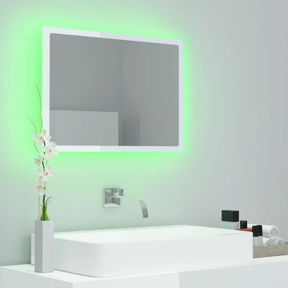 vidaXL LED Bathroom Mirror High Gloss White 60x8.5x37 cm Acrylic