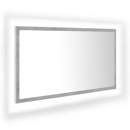 vidaXL LED Bathroom Mirror Concrete Grey 80x8.5x37 cm Acrylic