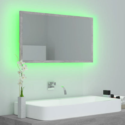 vidaXL LED Bathroom Mirror Concrete Grey 80x8.5x37 cm Acrylic