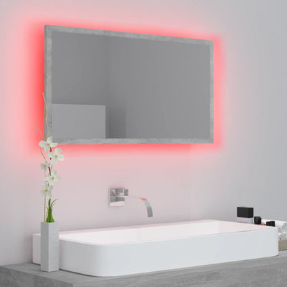 vidaXL LED Bathroom Mirror Concrete Grey 80x8.5x37 cm Acrylic