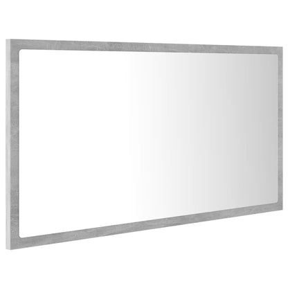 vidaXL LED Bathroom Mirror Concrete Grey 80x8.5x37 cm Acrylic