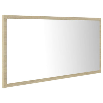 vidaXL LED Bathroom Mirror Sonoma Oak 90x8.5x37 cm Acrylic