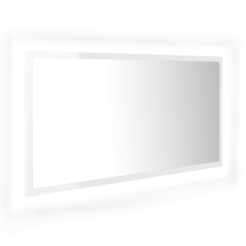 vidaXL LED Bathroom Mirror High Gloss White 90x8.5x37 cm Acrylic