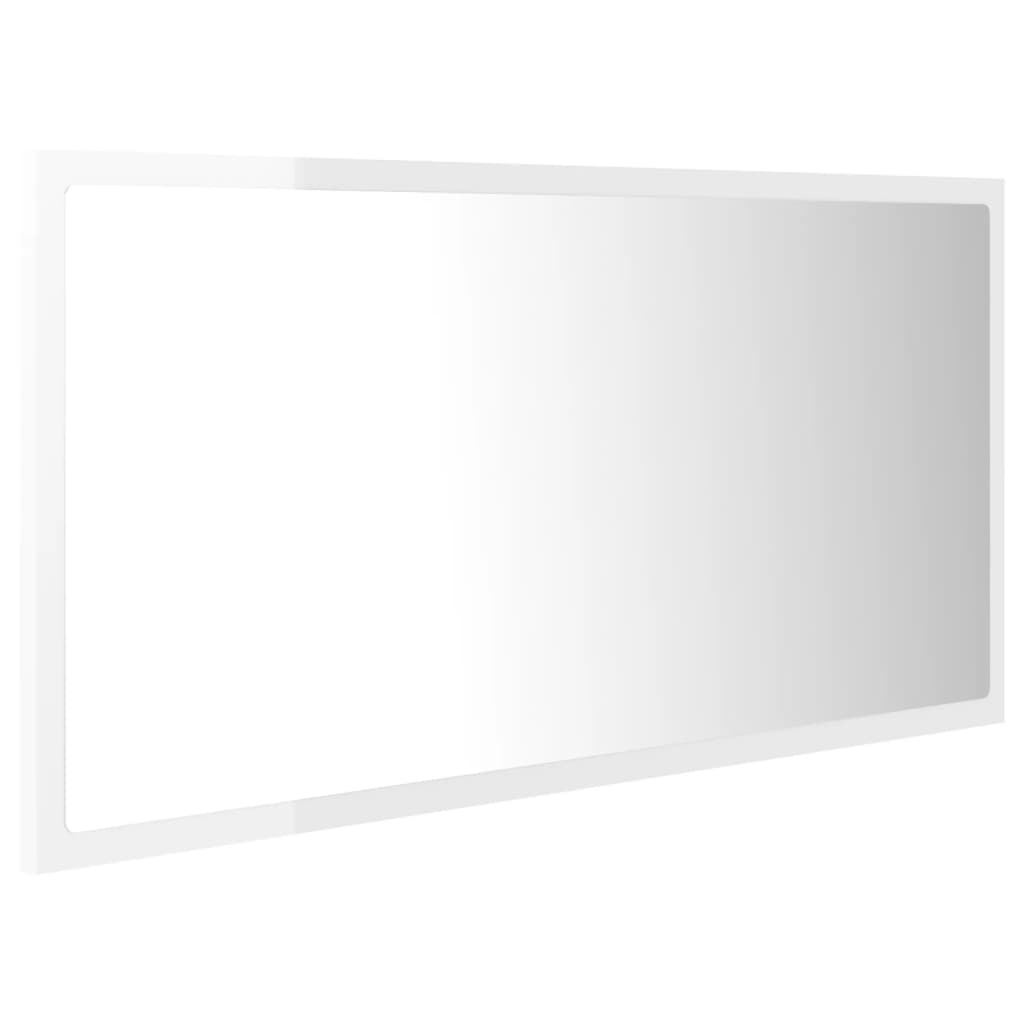 vidaXL LED Bathroom Mirror High Gloss White 90x8.5x37 cm Acrylic