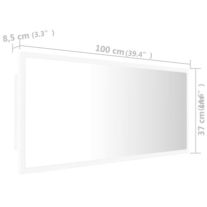 vidaXL LED Bathroom Mirror White 100x8.5x37 cm Acrylic