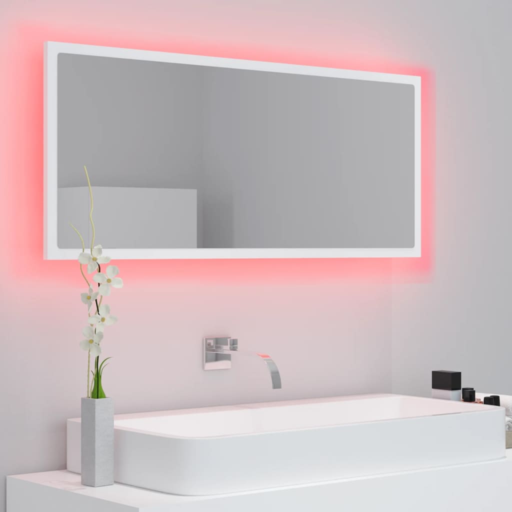 vidaXL LED Bathroom Mirror White 100x8.5x37 cm Acrylic