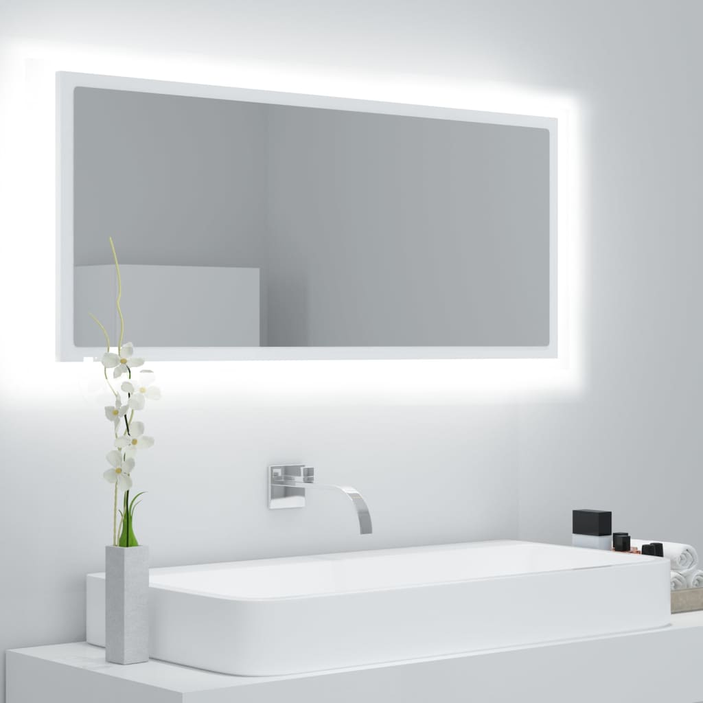 vidaXL LED Bathroom Mirror White 100x8.5x37 cm Acrylic