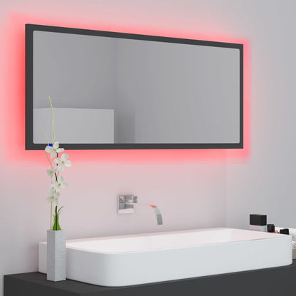 vidaXL LED Bathroom Mirror Grey 100x8.5x37 cm Acrylic