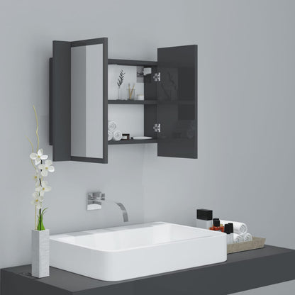 vidaXL LED Bathroom Mirror Cabinet High Gloss Grey 60x12x45 cm Acrylic