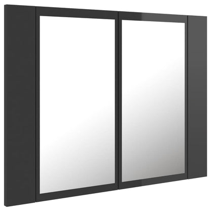 vidaXL LED Bathroom Mirror Cabinet High Gloss Grey 60x12x45 cm Acrylic