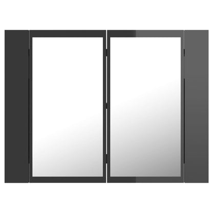 vidaXL LED Bathroom Mirror Cabinet High Gloss Grey 60x12x45 cm Acrylic